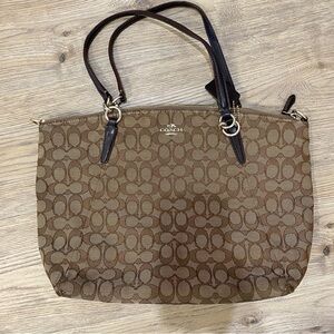 Coach Tan and Brown Signature Tote